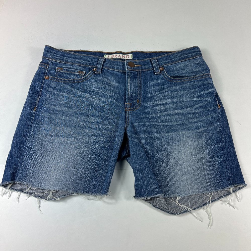 J Brand Jean Shorts Women's 29 Blue Faded Whiskers Cut Off Stretch Denim Jorts